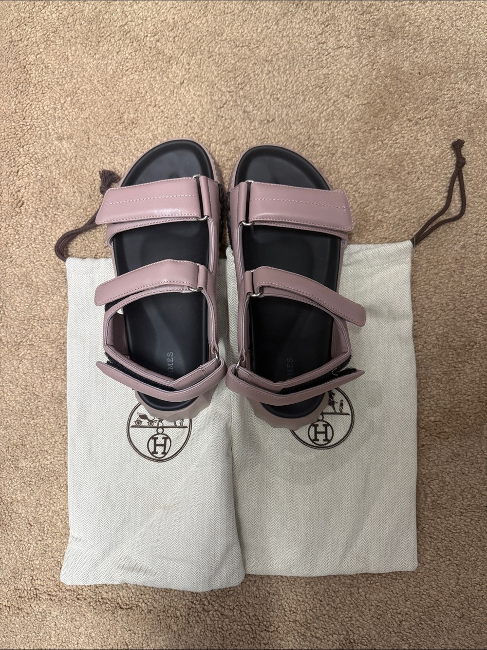 Hermès Pink Leather Slingback Sandals - Picture 5 of 5